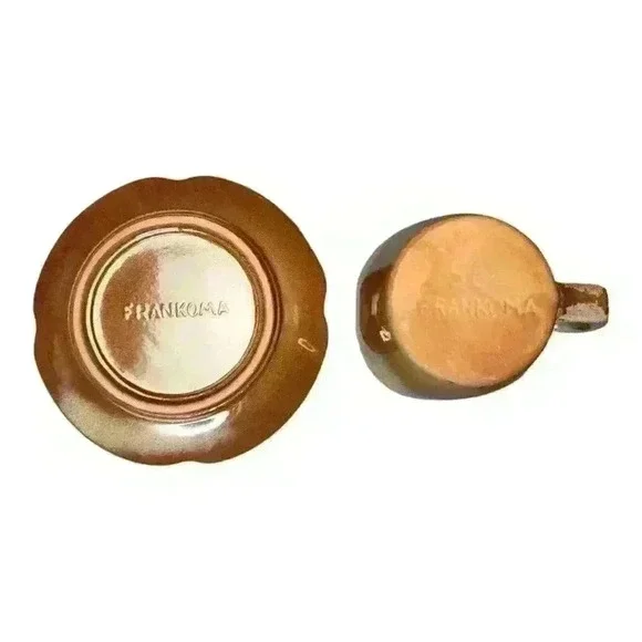Vintage Frankoma Pottery Plainsman Brown Satin Tea Cup Coffee Mug 5C and Saucer - Picture 6 of 6
